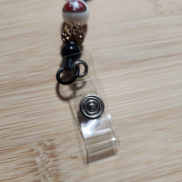 Football Beaded Badge Reel - Picture 3 of 3